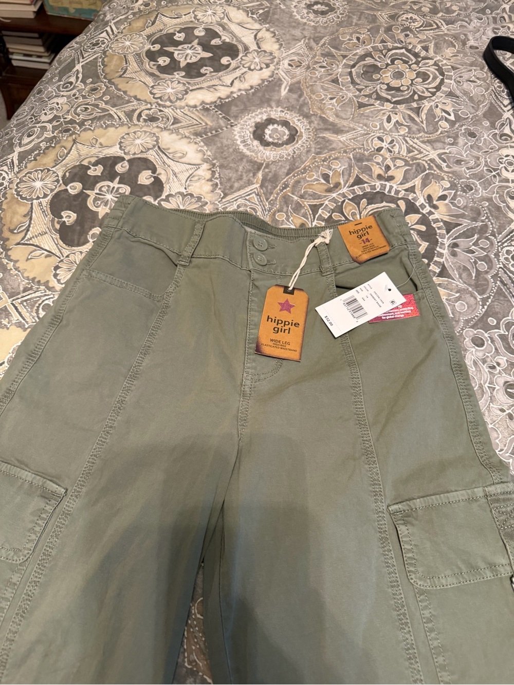 Hippie Girl Girls' Olive Green Cargo Pants - Kids Casual Bottoms